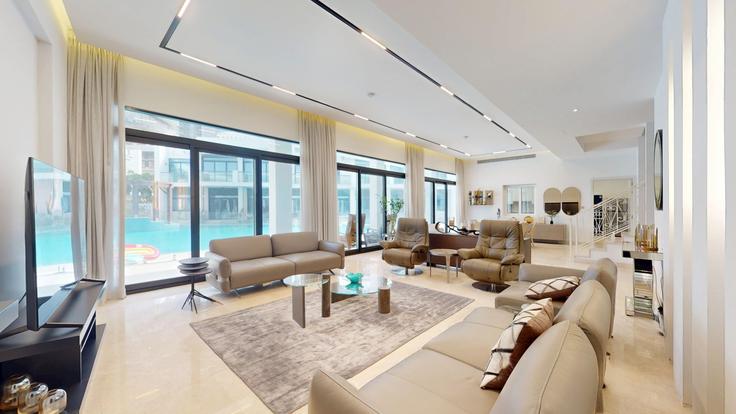 Dubai Nakhlat JumeiraのBuilding Unnamed Road - vacationer - 1594770のアパートメントにある、モダンな家具を備えたエレガントなデザインのリビングルーム