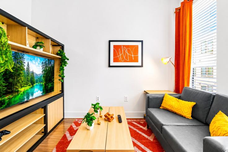 Houston HoustonのBuilding Richmond Avenue - valhalla-suites - 1541890のアパートメントにある、モダンな家具を備えたエレガントなデザインのリビングルーム