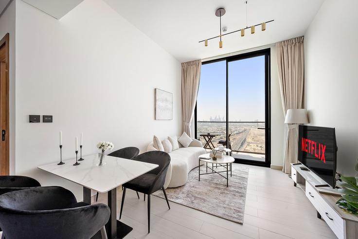 1 apartamento de un dormitorio amueblado en Kahraba North West 1257256P , Jumeirah Village, Dubai, foto 1