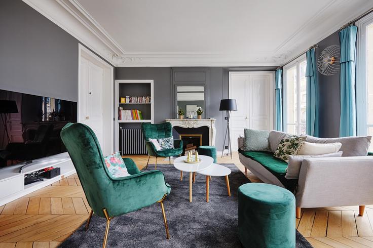 16th arrondissement, Paris에 위치한 Building Rue Chanez - veeve - 397937 - PAR 유닛의 세련된 인테리어가 돋보이는 거실 16th arrondissement, Paris에 위치한 Building Rue Chanez - veeve - 397937 - PAR 유닛의 세련된 인테리어가 돋보이는 거실
