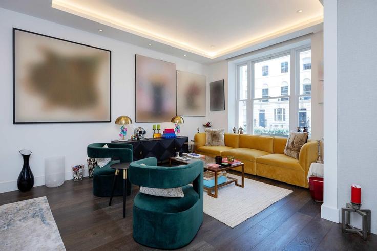 Salle de séjour élégante avec mobilier moderne dans un appartement à Building Oakley Street - veeve - 1322539 à Royal Borough of Kensington and Chelsea, London