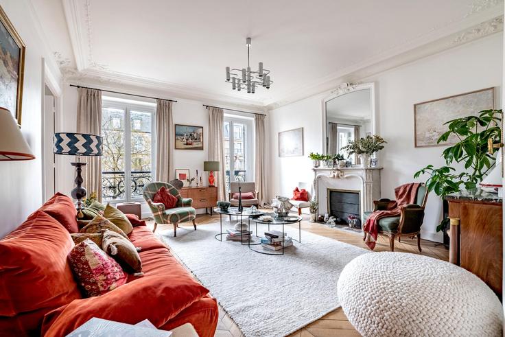 Elegantly designed living room with modern furnishings in an apartment at Building Rue du 8 Mai 1945 - veeve - 398019 - PAR in 10th arrondissement, Paris