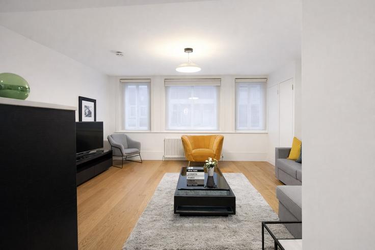 Sala de estar elegantemente projetada com móveis modernos em um apartamento no Building D'Arblay Street - vico - 1515844 em City of Westminster, London Sala de estar elegantemente projetada com móveis modernos em um apartamento no Building D'Arblay Street - vico - 1515844 em City of Westminster, London