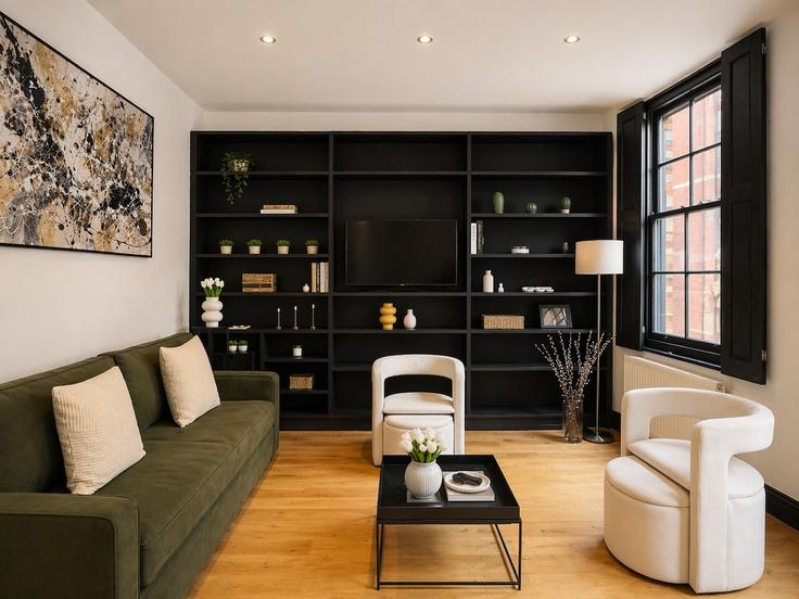 London City of WestminsterのBuilding Richardson's Mews - vico - 1524162のアパートメントにある、モダンな家具を備えたエレガントなデザインのリビングルーム