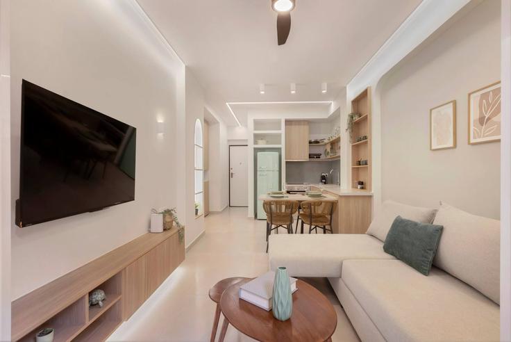 Sala de estar elegantemente projetada com móveis modernos em um apartamento no Building Timonos - vilaman-ike-avantio - 1581480 em Central Athens, Athens Sala de estar elegantemente projetada com móveis modernos em um apartamento no Building Timonos - vilaman-ike-avantio - 1581480 em Central Athens, Athens
