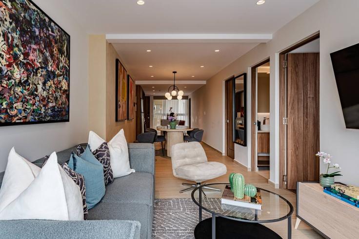 Mexico City, Mexico City에 위치한 Building Avenida Nuevo León - viva-houses-beyond-corp - 1566175 유닛의 세련된 인테리어가 돋보이는 거실