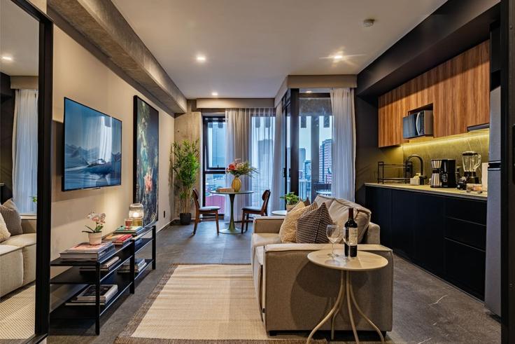 Mexico City, Mexico City에 위치한 Building José María Iglesias - viva-houses-beyond-corp - 1592254 유닛의 세련된 인테리어가 돋보이는 거실
