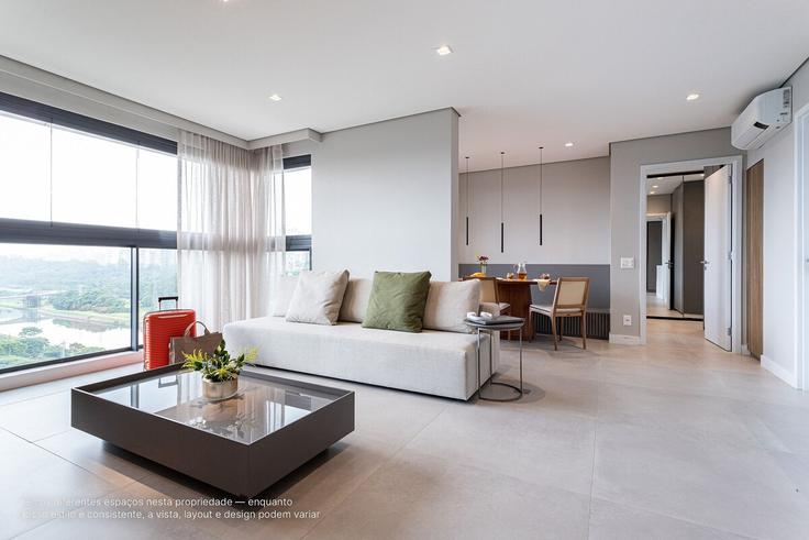 Building Avenida das Nações Unidas - viva - 1521199 adresindeki bir dairede modern mobilyalarla zarif bir şekilde tasarlanmış oturma odası Chácara Santo Antonio (Zona Sul), São Paulo