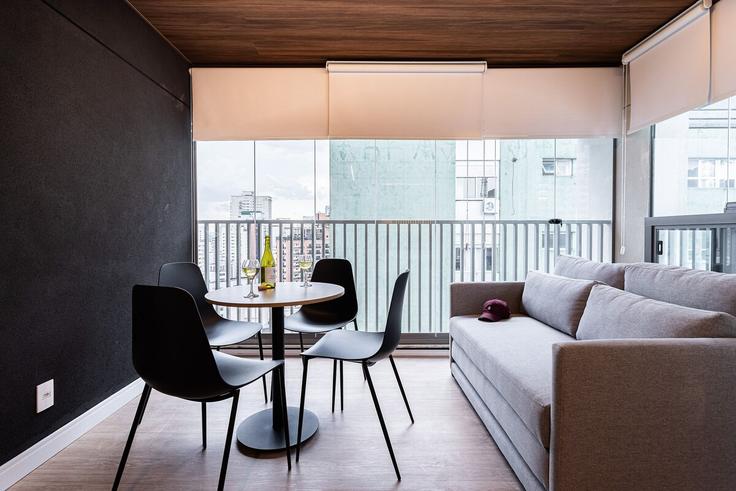 Elegantly designed living room with modern furnishings in an apartment at Building Alameda Jaú - viva - 1521239 in Jardim Paulista, São Paulo