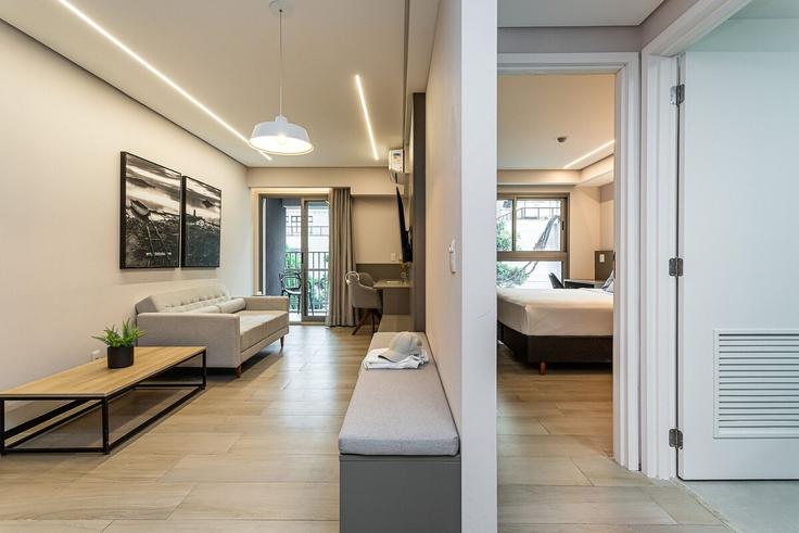 Elegantly designed living room with modern furnishings in an apartment at Building Rua Caçapava - viva - 1521296 in Jardim Paulista, São Paulo