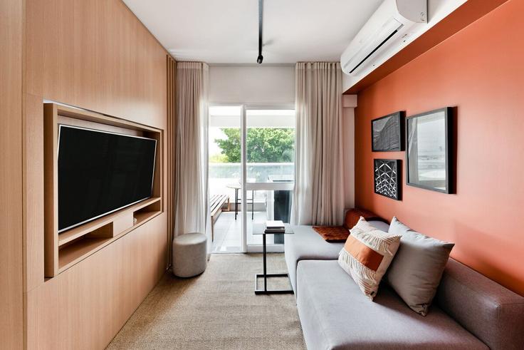 São Paulo PinheirosのBuilding Rua Tucambira - viva - 1521159のアパートメントにある、モダンな家具を備えたエレガントなデザインのリビングルーム
