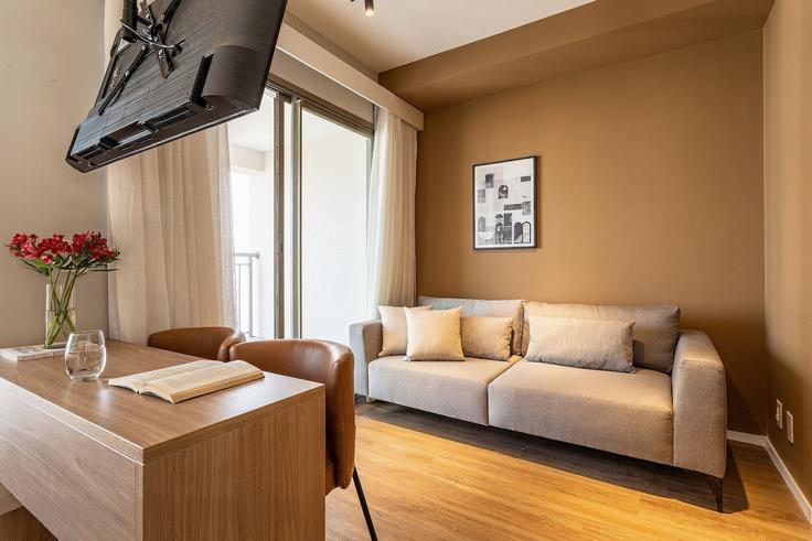 Elegantly designed living room with modern furnishings in an apartment at Building Rua Artur Sabóia - viva - 1521196 in Liberdade, São Paulo Elegantly designed living room with modern furnishings in an apartment at Building Rua Artur Sabóia - viva - 1521196 in Liberdade, São Paulo