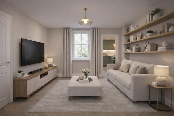 Sala de estar elegantemente projetada com móveis modernos em um apartamento no Building High Street - vivi-stays - 1465762 em Cockenzie and Port Seton, Prestonpans Sala de estar elegantemente projetada com móveis modernos em um apartamento no Building High Street - vivi-stays - 1465762 em Cockenzie and Port Seton, Prestonpans