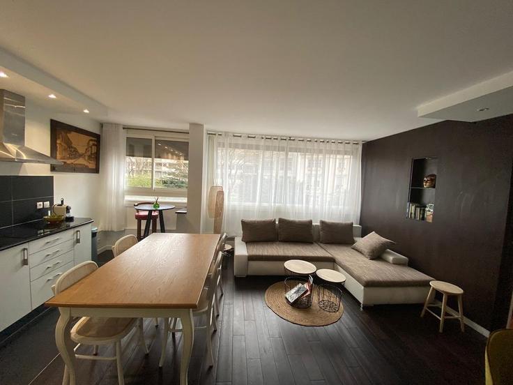 Elegant gestaltetes Wohnzimmer mit moderner Einrichtung in einer Wohnung im Building Rue Emile Dubois - we-host - 1496306 in 14th arrondissement, Paris