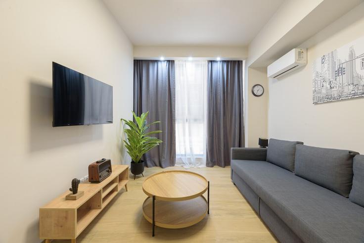 Elegant gestaltetes Wohnzimmer mit moderner Einrichtung in einer Wohnung im Building Αμεινοκλέους - wehost-athens-ike - 1648214 in Central Athens, Athens Elegant gestaltetes Wohnzimmer mit moderner Einrichtung in einer Wohnung im Building Αμεινοκλέους - wehost-athens-ike - 1648214 in Central Athens, Athens