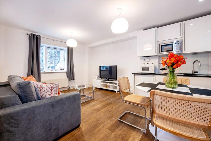 Salle de séjour élégante avec mobilier moderne dans un appartement à Building West Central Street - welcome-london-ltd - 1511512 à London Borough of Camden, London Salle de séjour élégante avec mobilier moderne dans un appartement à Building West Central Street - welcome-london-ltd - 1511512 à London Borough of Camden, London