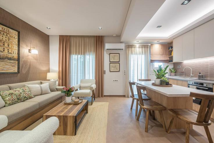 Central Athens, Athens에 위치한 Building Veikou - welcomehost - 1293402 - ATH 아파트의 세련된 인테리어가 돋보이는 거실