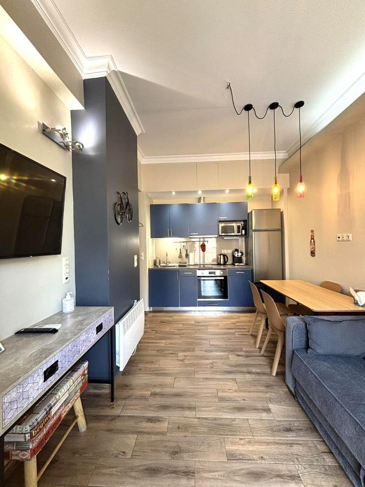 Elegantly designed living room with modern furnishings in an apartment at Building Aiolou - welcomehost - 1223130 - ATH in Central Athens, Athens