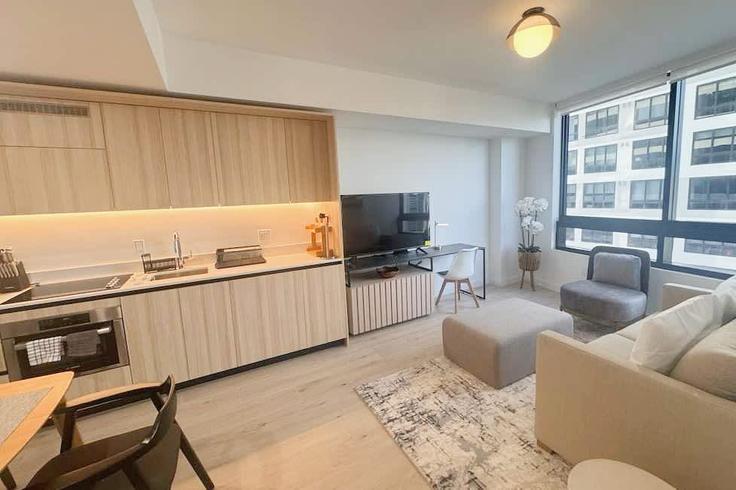 Building North Miami Avenue - whost - 1372965 adresindeki bir dairede modern mobilyalarla zarif bir şekilde tasarlanmış oturma odası Miami, Miami