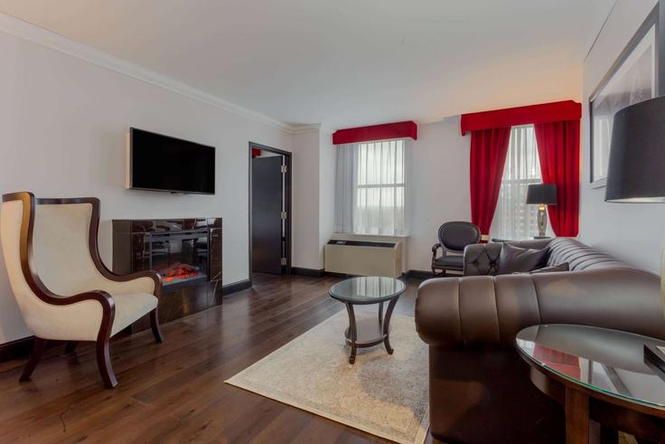 Elegantly designed living room with modern furnishings in an apartment at Building North Main Street - wyndham - 1620631 in Fond du Lac, Fond du Lac