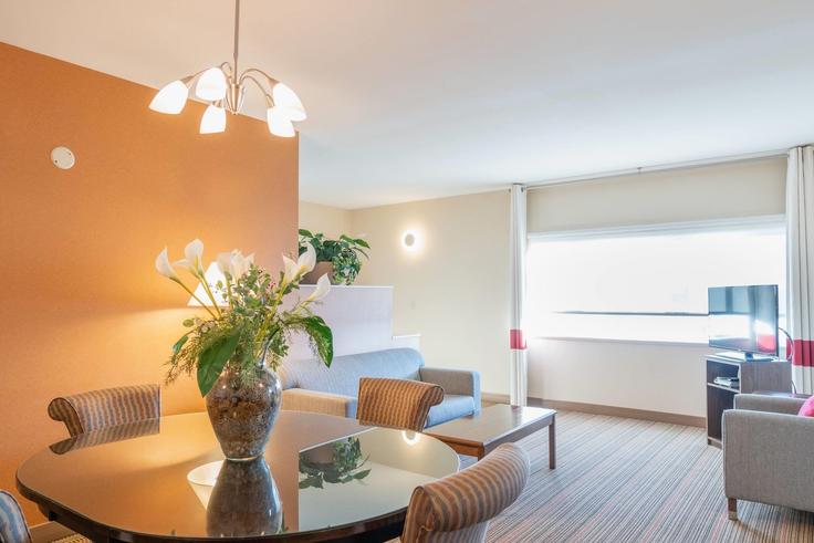 Winnipeg WinnipegのBuilding Wellington Avenue - wyndham - 1675291のアパートメントにある、モダンな家具を備えたエレガントなデザインのリビングルーム Winnipeg WinnipegのBuilding Wellington Avenue - wyndham - 1675291のアパートメントにある、モダンな家具を備えたエレガントなデザインのリビングルーム