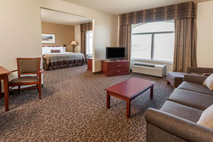 Edmonton EdmontonのBuilding 100 Avenue Northwest - wyndham - 1686542のアパートメントにある、モダンな家具を備えたエレガントなデザインのリビングルーム Edmonton EdmontonのBuilding 100 Avenue Northwest - wyndham - 1686542のアパートメントにある、モダンな家具を備えたエレガントなデザインのリビングルーム