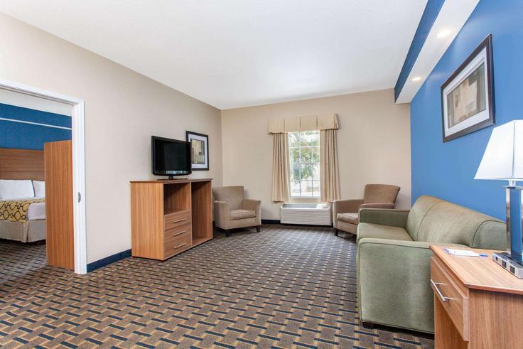 Jacksonville JacksonvilleのBuilding Bonneval Road - wyndham - 1649711のアパートメントにある、モダンな家具を備えたエレガントなデザインのリビングルーム