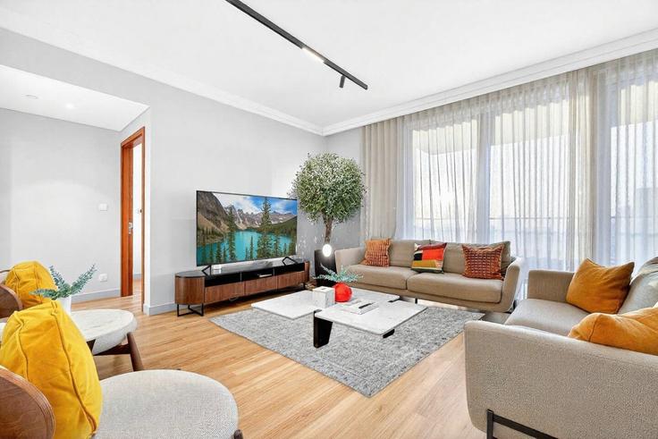 Salle de séjour élégante avec mobilier moderne dans un appartement à Building Dubai Fountain Street - wyz-rent-holiday-homes-llc - 1460208 à Downtown Dubai, Dubai Salle de séjour élégante avec mobilier moderne dans un appartement à Building Dubai Fountain Street - wyz-rent-holiday-homes-llc - 1460208 à Downtown Dubai, Dubai