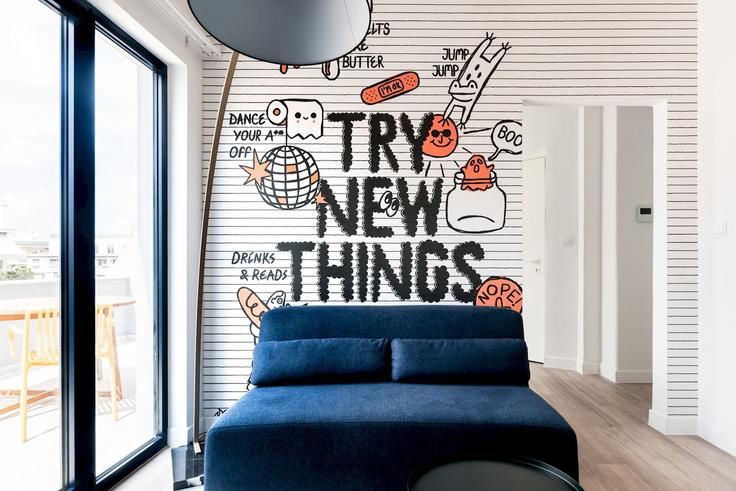 Elegantly designed living room with modern furnishings in an apartment at Building Georgiou Gennadiou - zoialiving - 1038713 - ATH in Central Athens, Athens