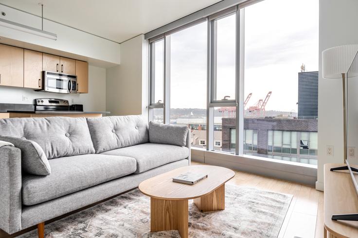 Seattle, Seattle에 위치한 The Wave 아파트의 세련된 인테리어가 돋보이는 거실