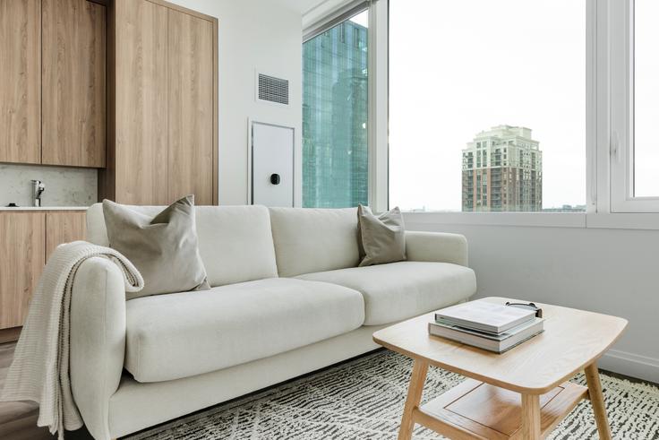 Chicago Chicagoの1000Mのアパートメントにある、モダンな家具を備えたエレガントなデザインのリビングルーム