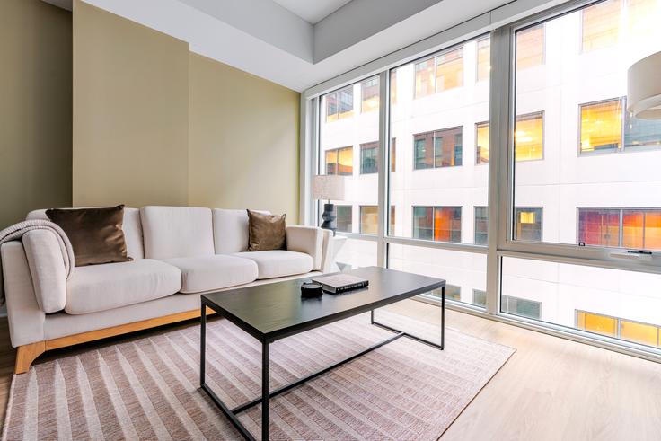 455 Eye Street adresindeki bir dairede modern mobilyalarla zarif bir şekilde tasarlanmış oturma odası Washington, Washington 455 Eye Street adresindeki bir dairede modern mobilyalarla zarif bir şekilde tasarlanmış oturma odası Washington, Washington