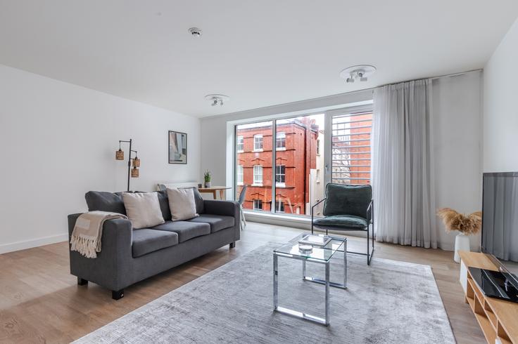 London Borough of Tower Hamlets, London에 위치한 Chapter Spitalfields, 9 Frying Pan Alley, London E1 7HS, United  Kingdom 유닛의 세련된 인테리어가 돋보이는 거실