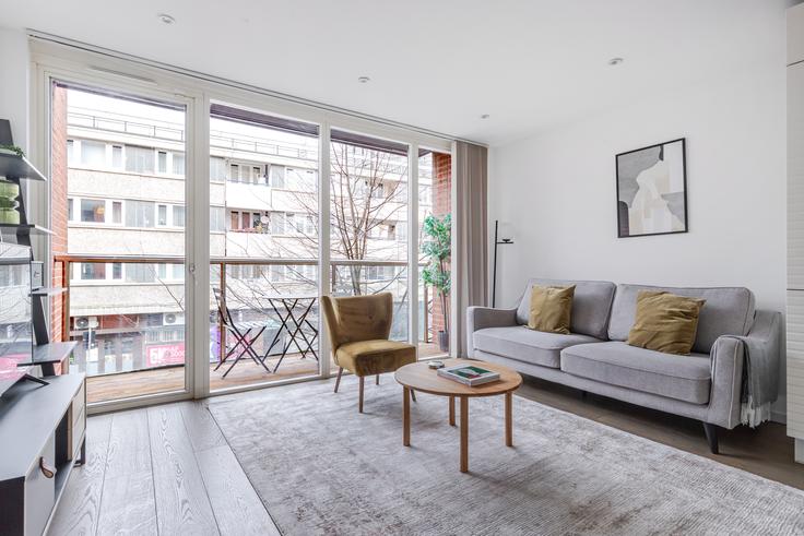 London Borough of Islington, London에 위치한 Worcester Point, Central Street, London, EC1V 8BJ 유닛의 세련된 인테리어가 돋보이는 거실