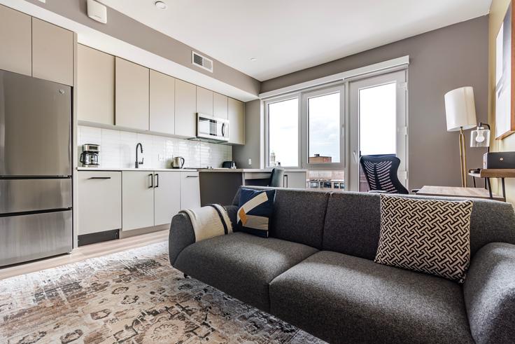 Salle de séjour élégante avec mobilier moderne dans un appartement à Balsa à Washington, Washington Salle de séjour élégante avec mobilier moderne dans un appartement à Balsa à Washington, Washington