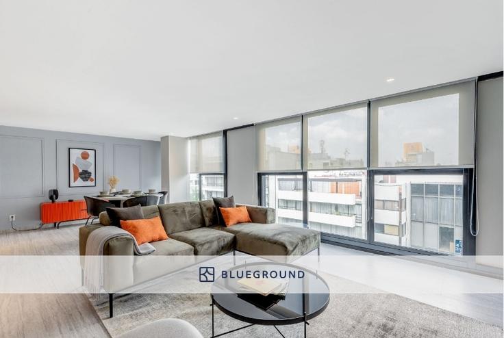 Salle de séjour élégante avec mobilier moderne dans un appartement à JVM 429 à Mexico City, Mexico City Salle de séjour élégante avec mobilier moderne dans un appartement à JVM 429 à Mexico City, Mexico City