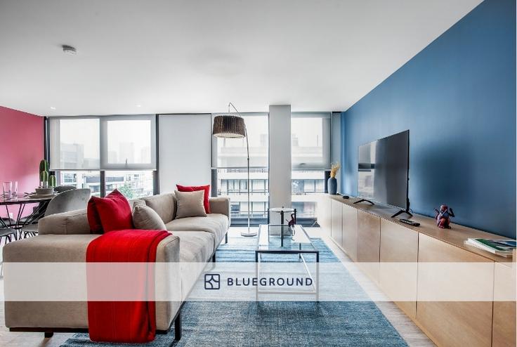 Elegantly designed living room with modern furnishings in an apartment at JVM 421 in Polanco, Mexico City