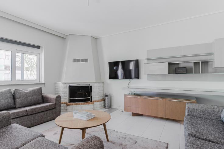 Elegantly designed living room with modern furnishings in an apartment at Psarrou II in Marousi, Athens