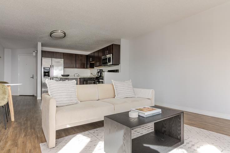 Chicago, Chicago에 위치한 Chestnut Place 아파트의 세련된 인테리어가 돋보이는 거실 Chicago, Chicago에 위치한 Chestnut Place 아파트의 세련된 인테리어가 돋보이는 거실