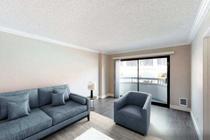Salle de séjour élégante avec mobilier moderne dans un appartement à Tower 737 Condominium Rentals - 1417282 à San Francisco, San Francisco