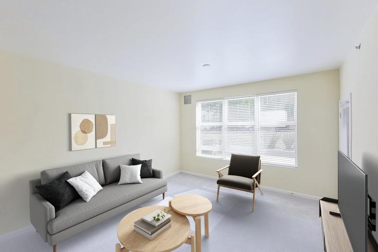 Avalon San Bruno - CA583-001 adresindeki bir dairede modern mobilyalarla zarif bir şekilde tasarlanmış oturma odası San Bruno, San Bruno Avalon San Bruno - CA583-001 adresindeki bir dairede modern mobilyalarla zarif bir şekilde tasarlanmış oturma odası San Bruno, San Bruno