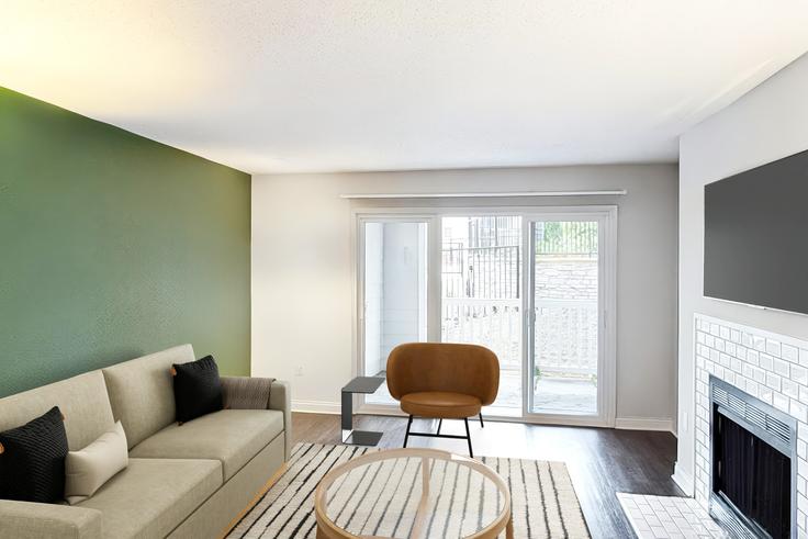 Marietta MariettaのCortland East Cobbのアパートメントにある、モダンな家具を備えたエレガントなデザインのリビングルーム Marietta MariettaのCortland East Cobbのアパートメントにある、モダンな家具を備えたエレガントなデザインのリビングルーム