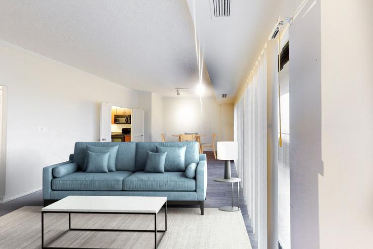 Avalon at foxhall adresindeki bir dairede modern mobilyalarla zarif bir şekilde tasarlanmış oturma odası Washington, Washington Avalon at foxhall adresindeki bir dairede modern mobilyalarla zarif bir şekilde tasarlanmış oturma odası Washington, Washington