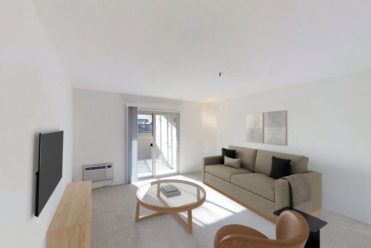 Salle de séjour élégante avec mobilier moderne dans un appartement à Avalon mountain view à Mountain View, Mountain View Salle de séjour élégante avec mobilier moderne dans un appartement à Avalon mountain view à Mountain View, Mountain View