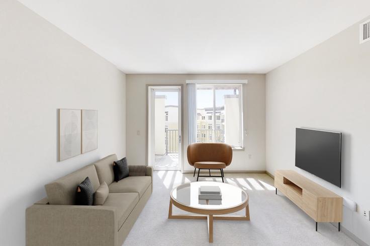 Sala de estar elegantemente projetada com móveis modernos em um apartamento no Avalon dublin station em Dublin, Dublin Sala de estar elegantemente projetada com móveis modernos em um apartamento no Avalon dublin station em Dublin, Dublin
