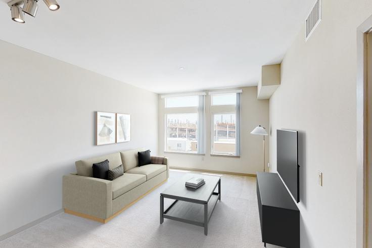 Sala de estar elegantemente projetada com móveis modernos em um apartamento no Avalon dublin station em Dublin, Dublin Sala de estar elegantemente projetada com móveis modernos em um apartamento no Avalon dublin station em Dublin, Dublin